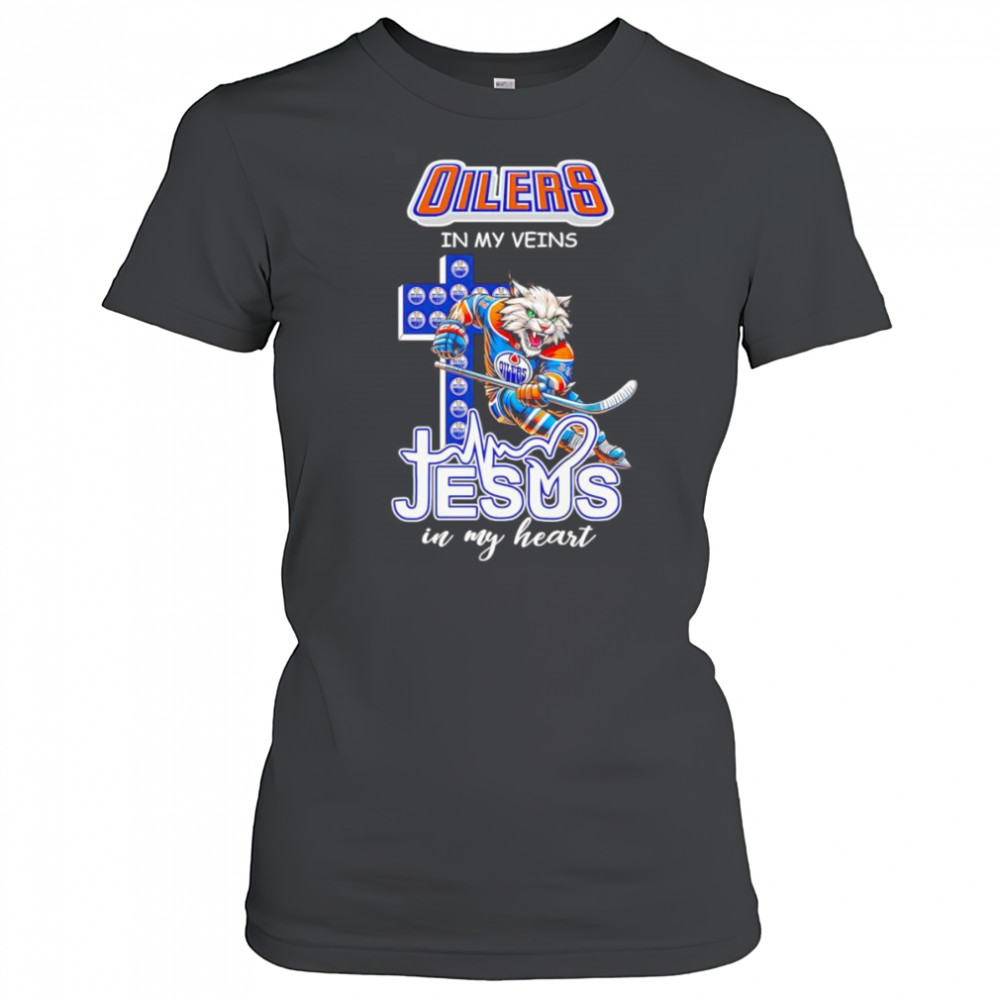 Oilers in my veins Jesus in my heart mascot shirt Women's T-shirt