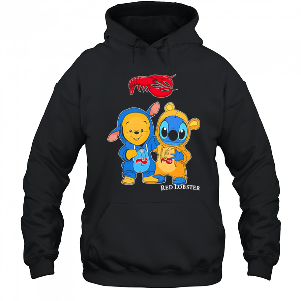 Red lobster pooh and stitch friends shirt Hoodie