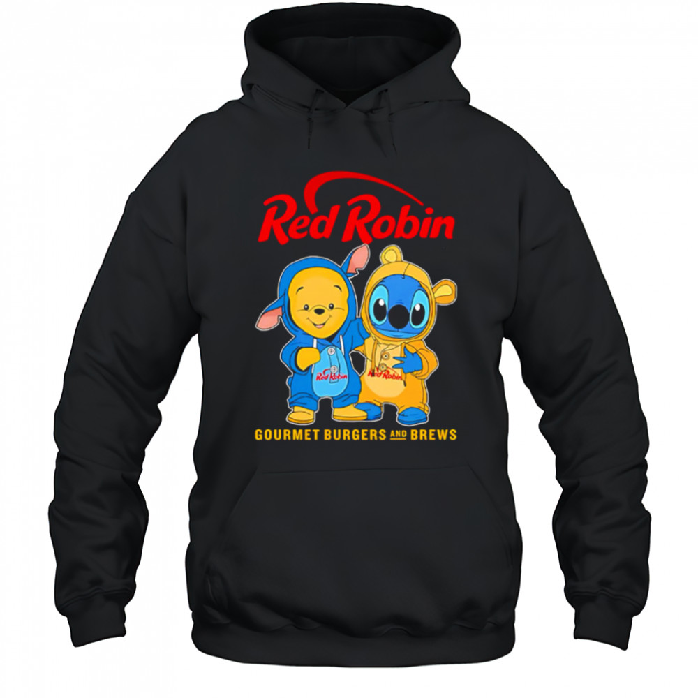 Red robin pooh and stitch friends shirt Hoodie