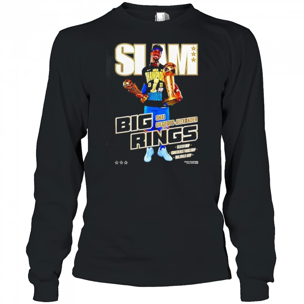 Shai Gilgeous-Alexander OKC Thunder SLAM Black 2025 Shirt Long Sleeved