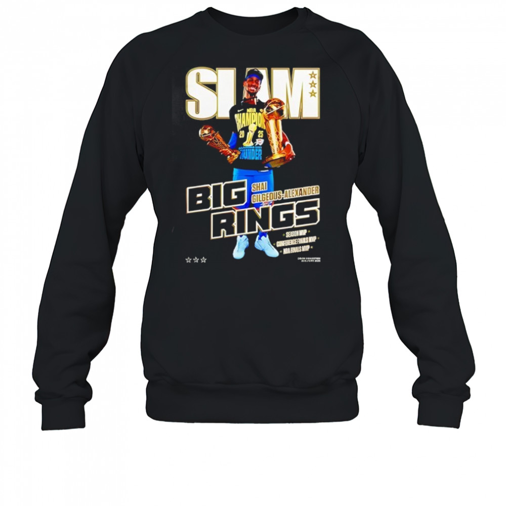 Shai Gilgeous-Alexander OKC Thunder SLAM Black 2025 Shirt Sweatshirt