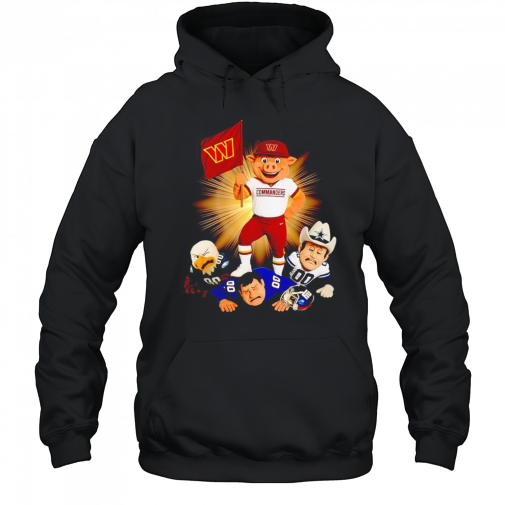 Washington Commanders mascot standing with flag shirt Hoodie