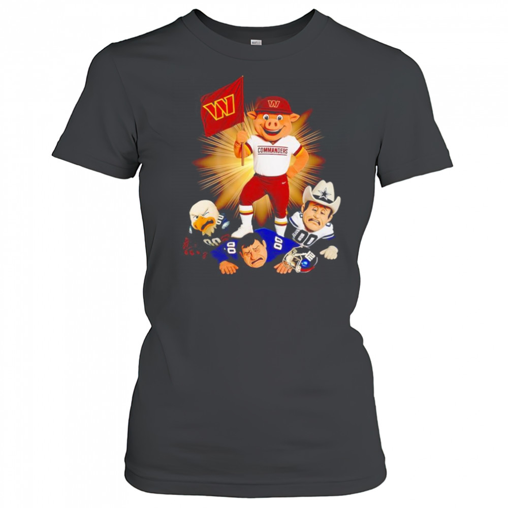 Washington Commanders mascot standing with flag shirt Women's T-shirt
