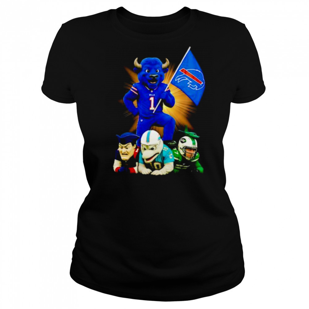 Buffalo Bills mascot standing with flag shirt Women's T-shirt