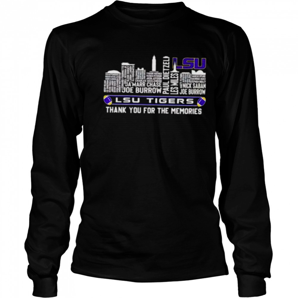 City skyline LSU Tigers Legends name thank you for the memories shirt Long Sleeved