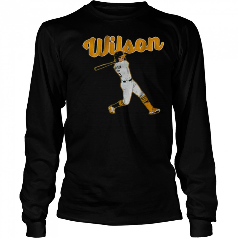 Jacob Wilson Oakland Athletics MLB Baseball Slugger Swing shirt Long Sleeved