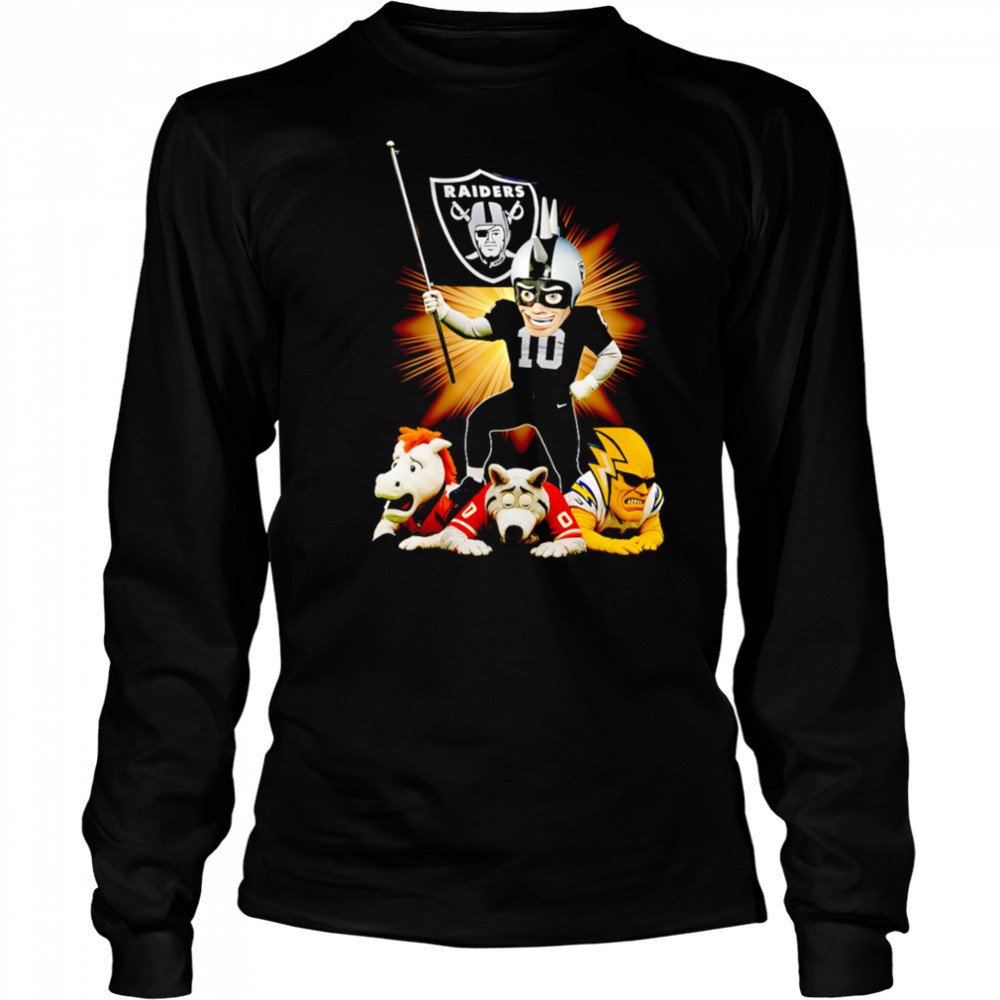 Las Vegas Raiders mascot standing with flag shirt Long Sleeved