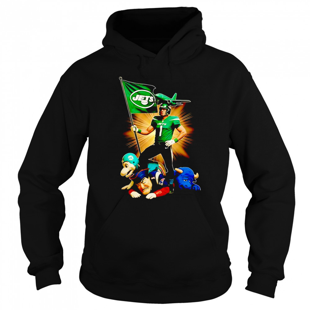 New York Jets mascot standing with flag shirt Sweatshirt