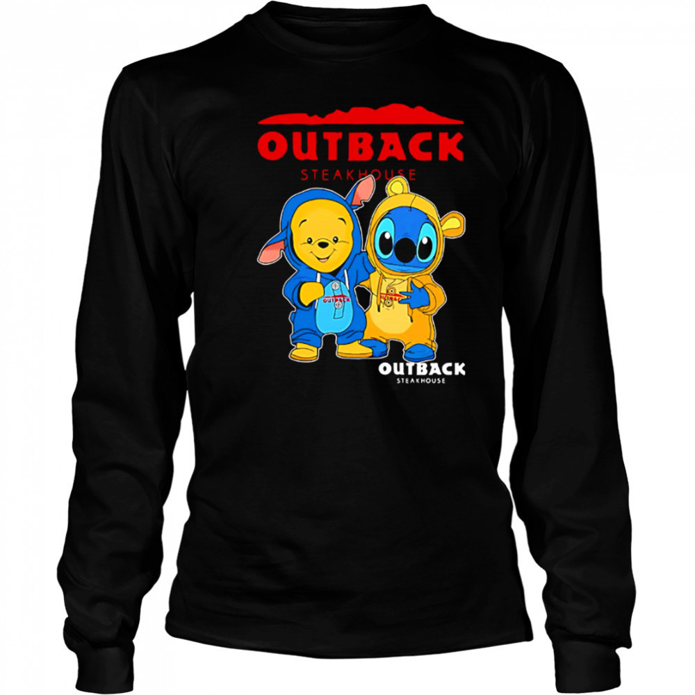 Outback steakhouse pooh and stitch friends shirt Long Sleeved