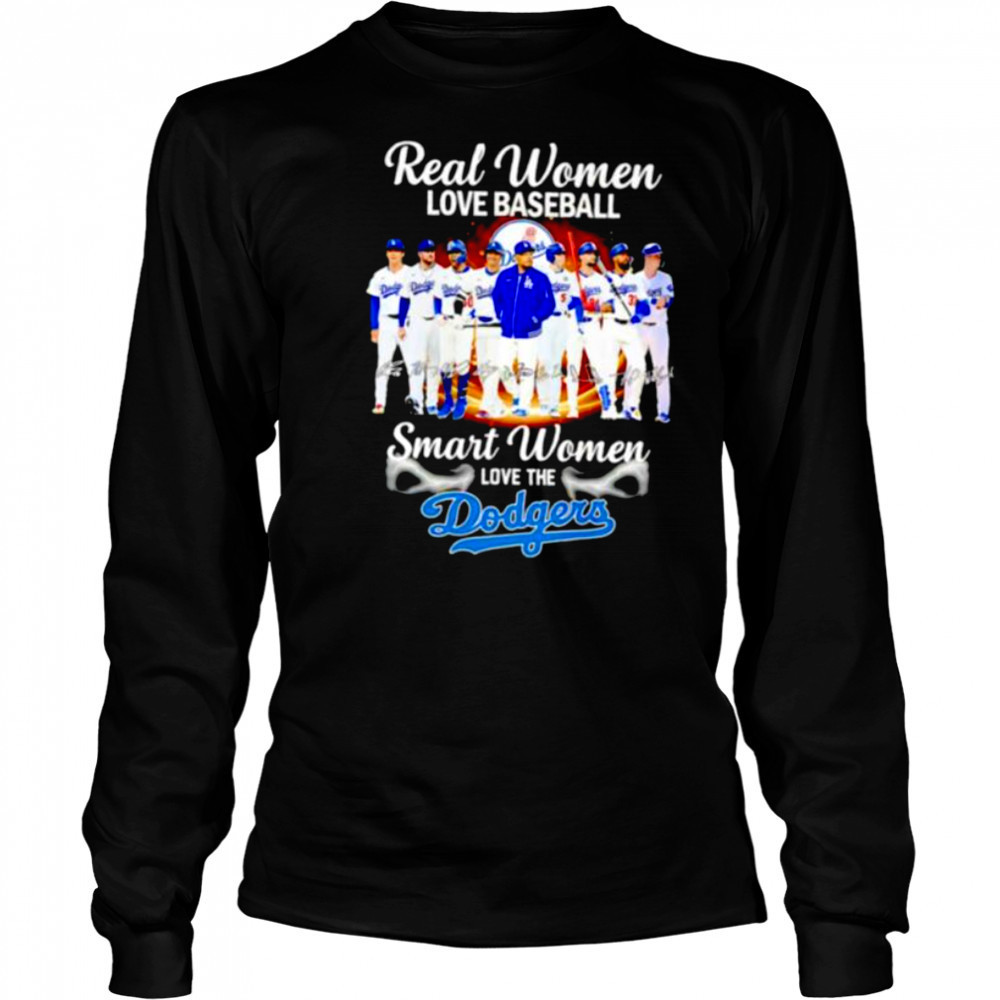 Real women love baseball smart women love the Los Angeles Dodgers players signature shirt Long Sleeved