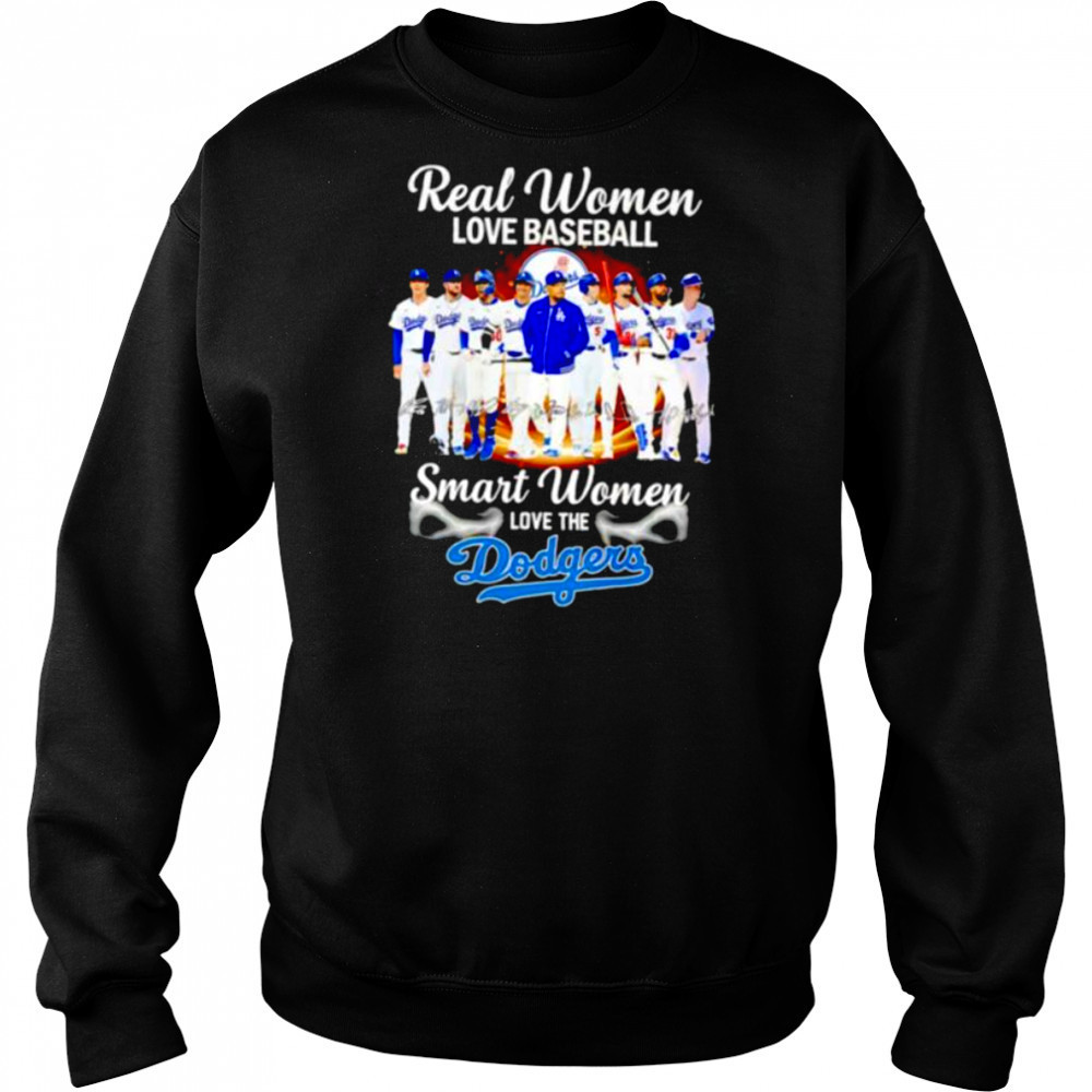 Real women love baseball smart women love the Los Angeles Dodgers players signature shirt Hoodie
