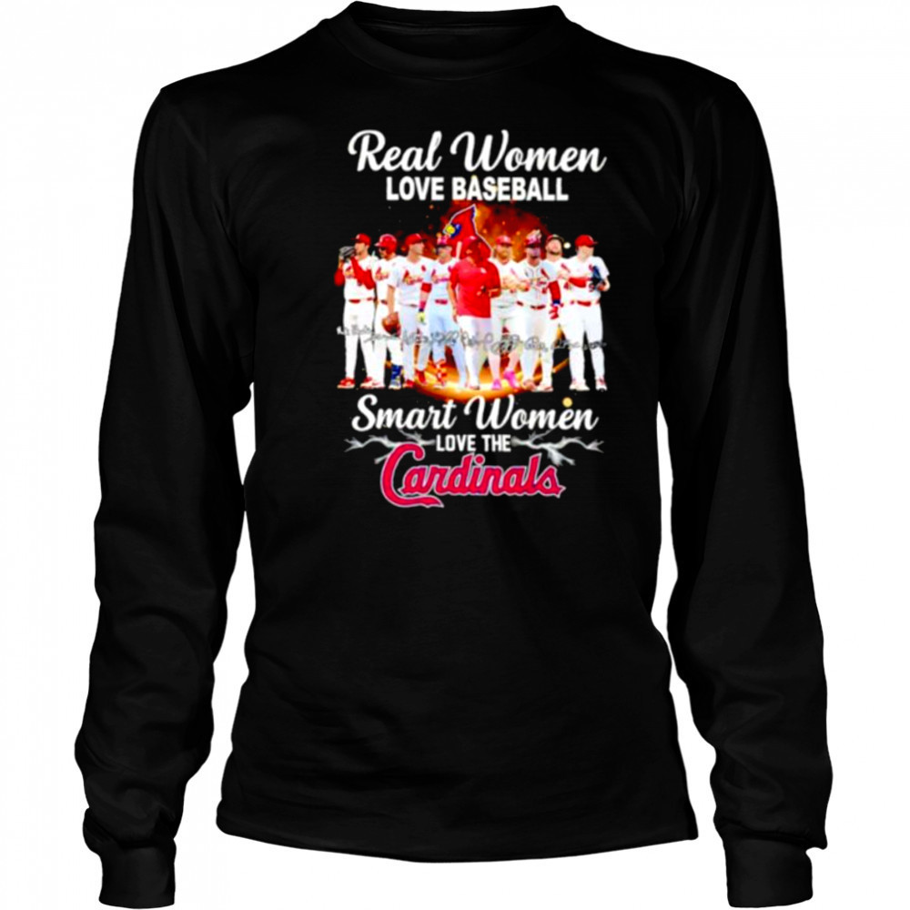 Real women love baseball smart women love the St Louis Cardinals players signature shirt Long Sleeved