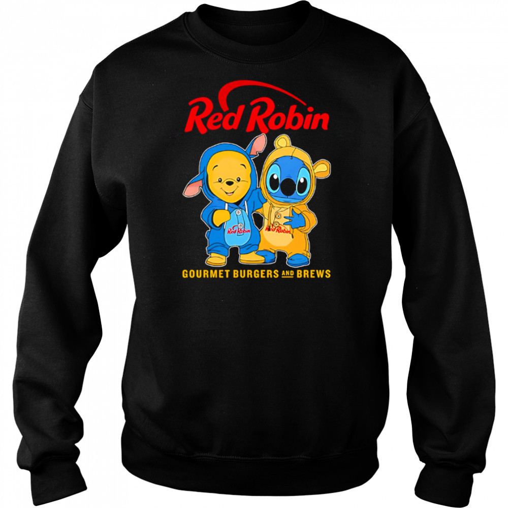 Red robin pooh and stitch friends shirt Hoodie
