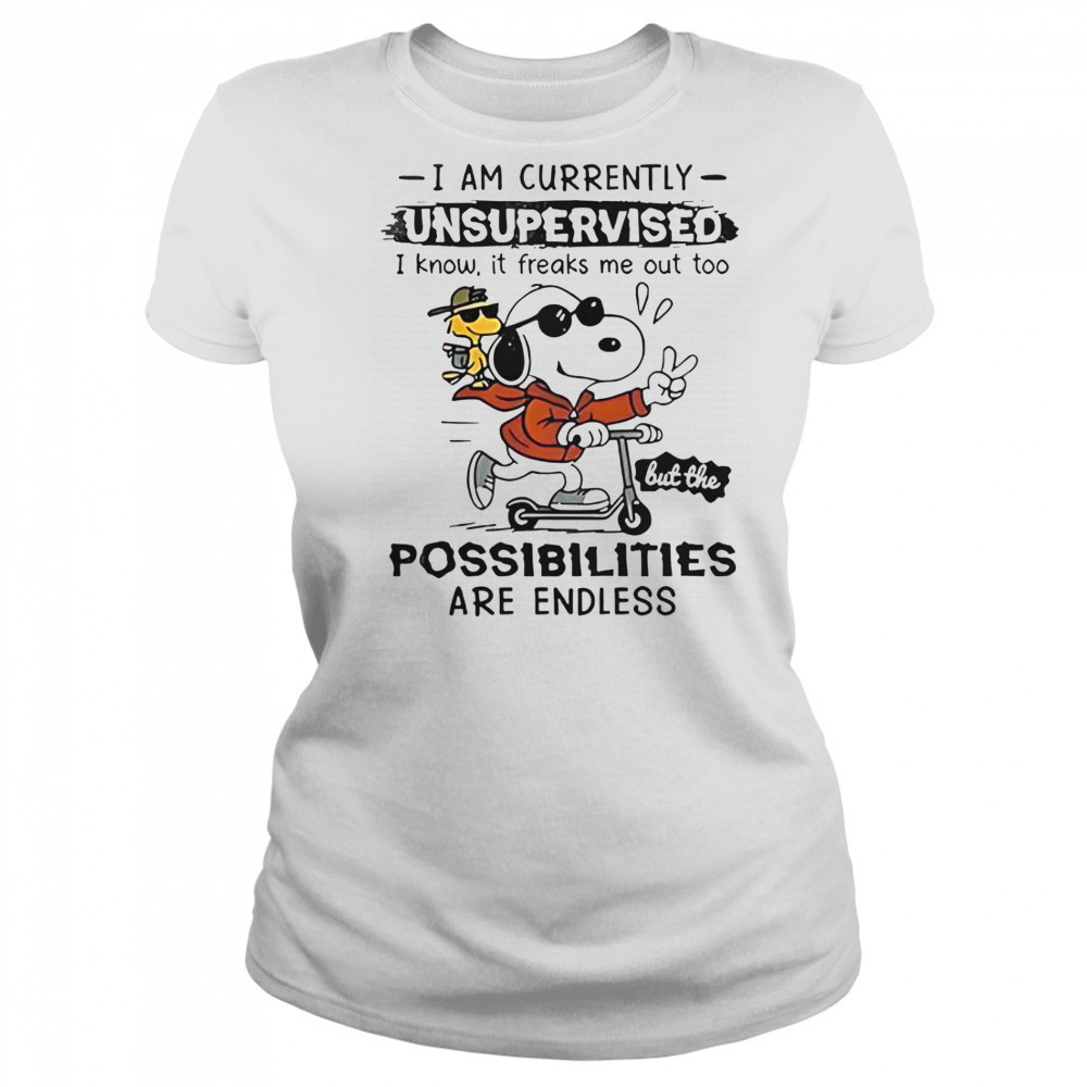 Snoopy Woodstock I Am Currently Unsupervised I Know It Freaks Me Out Too T-Shirt Women's T-shirt