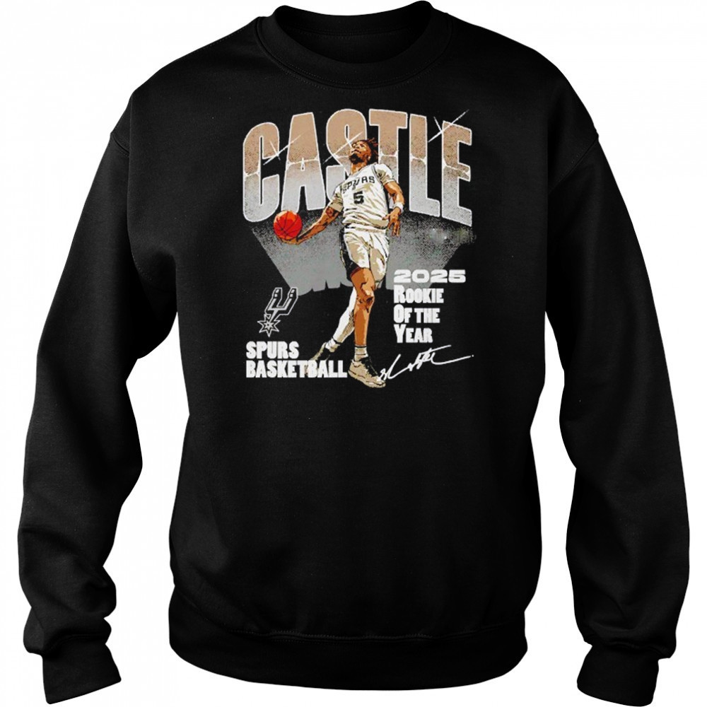 Stephon Castle San Antonio Spurs 2025 rookie of the year signature shirt Hoodie
