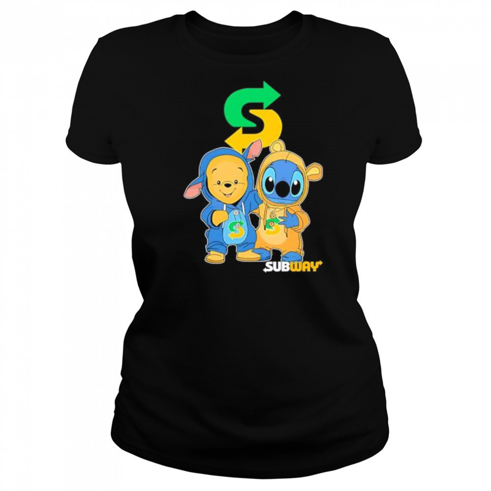 Subway pooh and stitch friends shirt Women's T-shirt