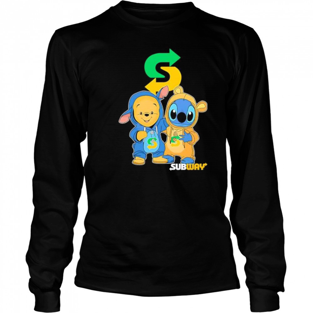 Subway pooh and stitch friends shirt Long Sleeved