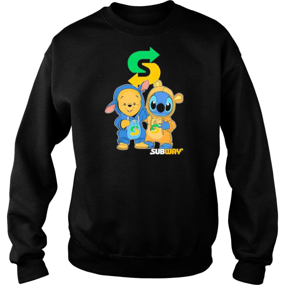 Subway pooh and stitch friends shirt Hoodie