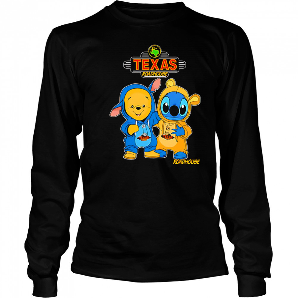 Texas roadhouse pooh and stitch friends shirt Long Sleeved