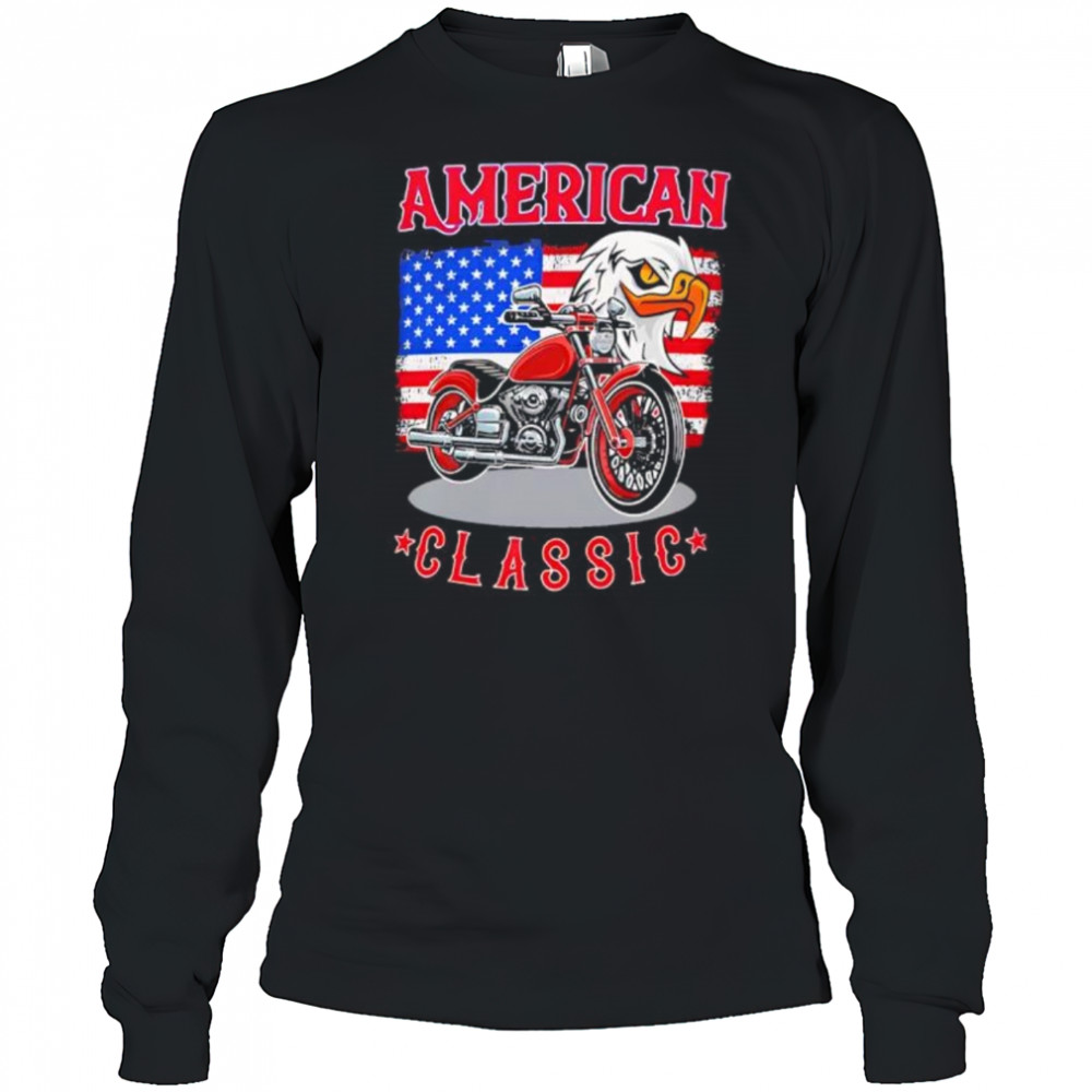 American Classic Moto Eagle American flag retro shirt Long Sleeved