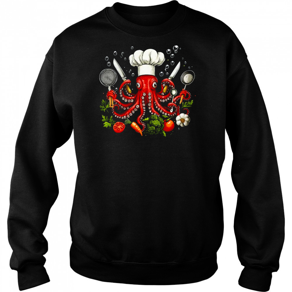 Chef Octopus Funny Cooking Sous Chef Cook Art Men Women shirt Hoodie