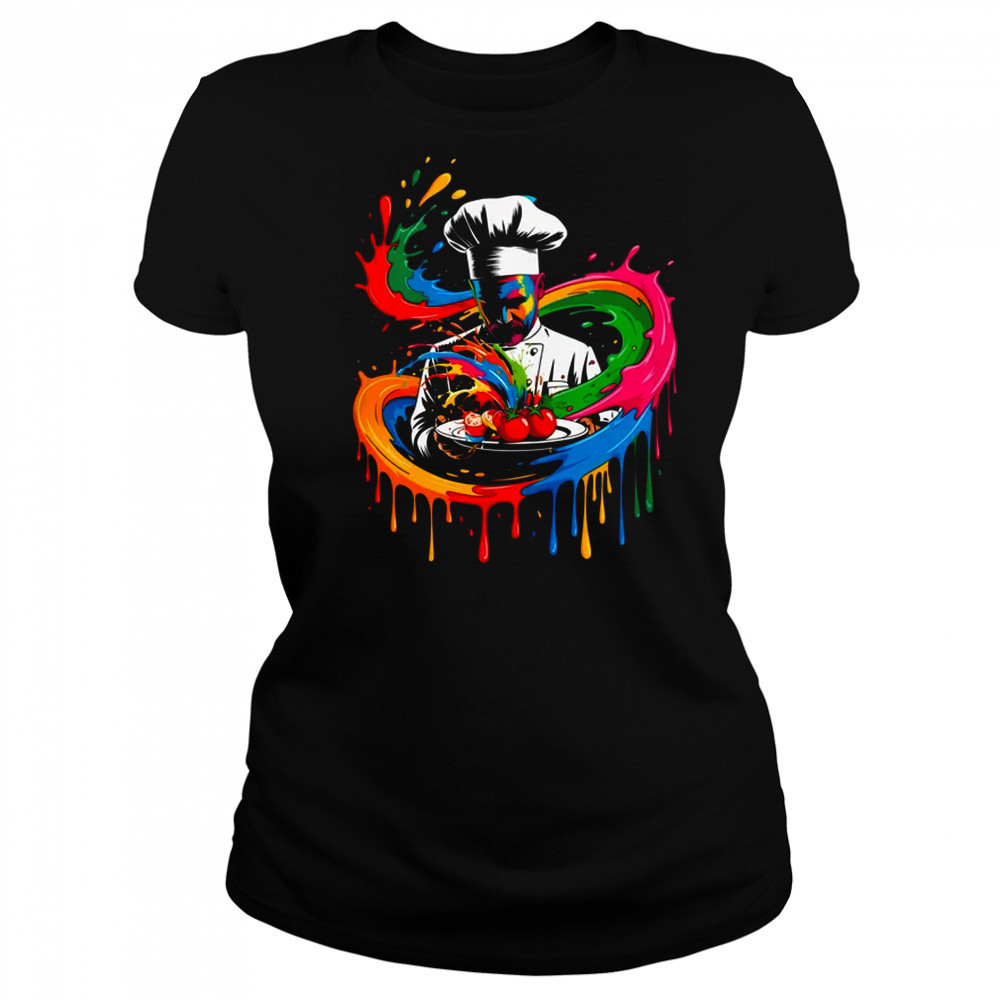 Colorful Chef Design With Splash Art Kitchen Cooking Lovers shirt Women's T-shirt