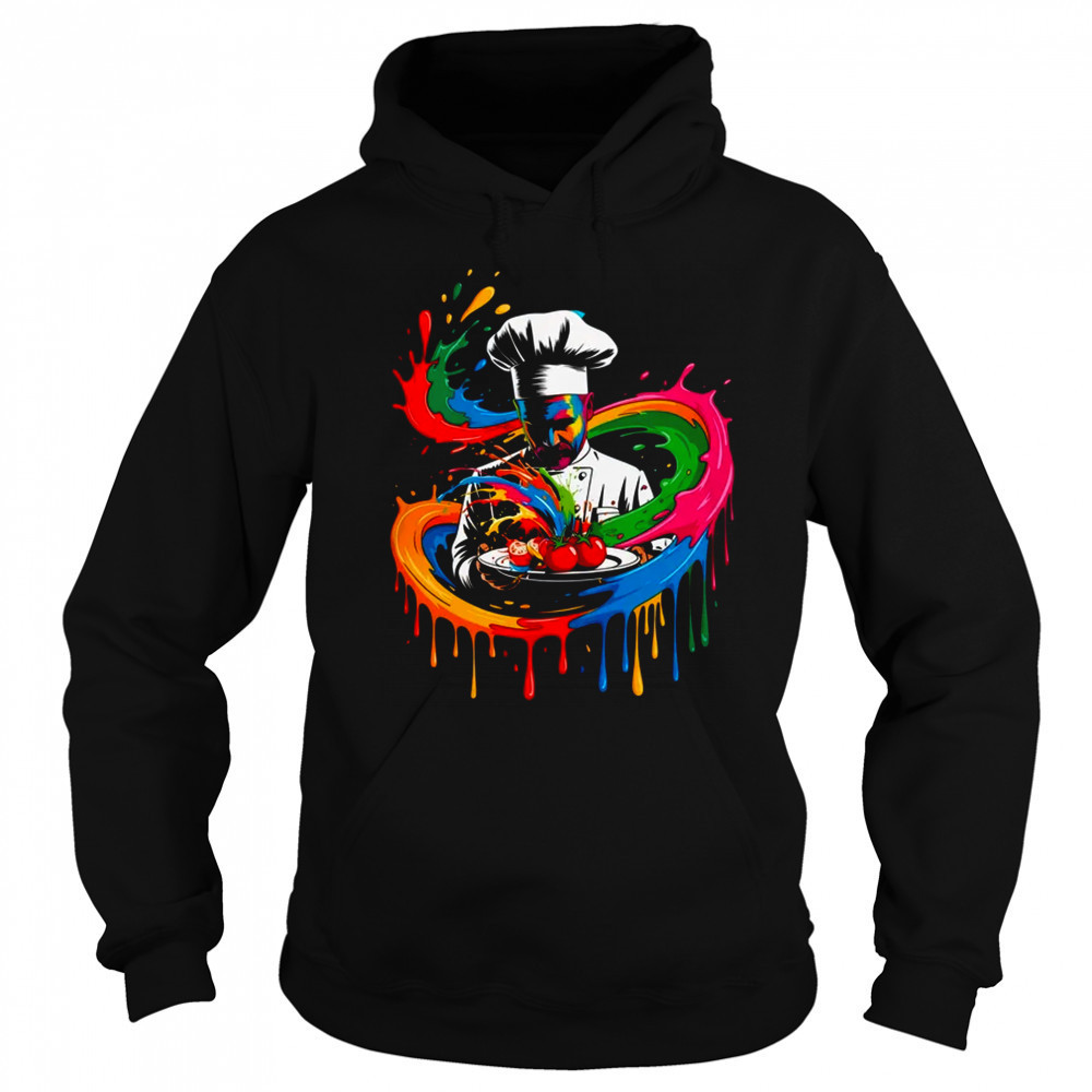 Colorful Chef Design With Splash Art Kitchen Cooking Lovers shirt Sweatshirt
