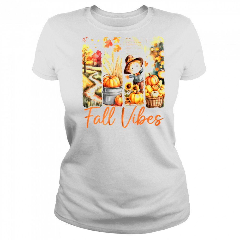 Fall Vibes Pumpkin Girls Autumn Vibes Scarecrow Thanksgiving shirt Women's T-shirt