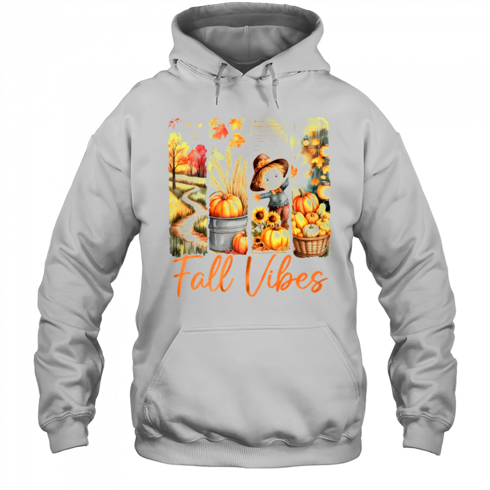 Fall Vibes Pumpkin Girls Autumn Vibes Scarecrow Thanksgiving shirt Hoodie