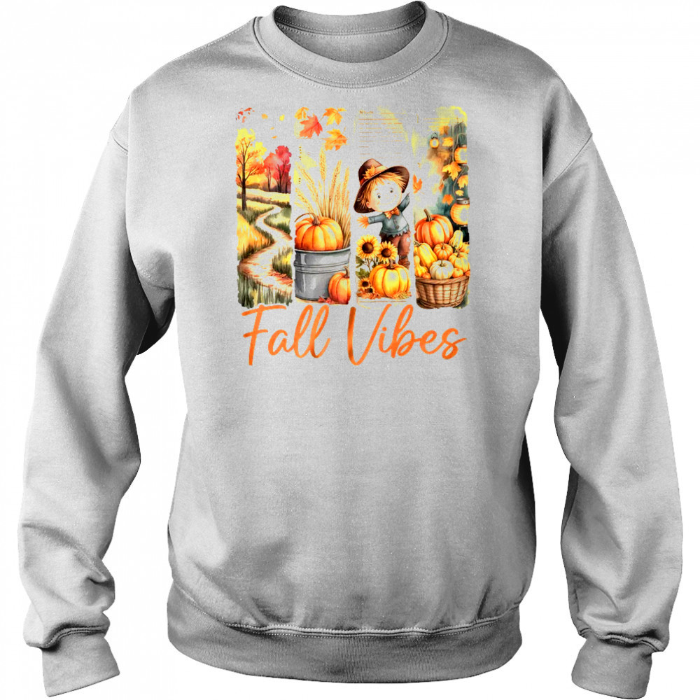 Fall Vibes Pumpkin Girls Autumn Vibes Scarecrow Thanksgiving shirt Hoodie