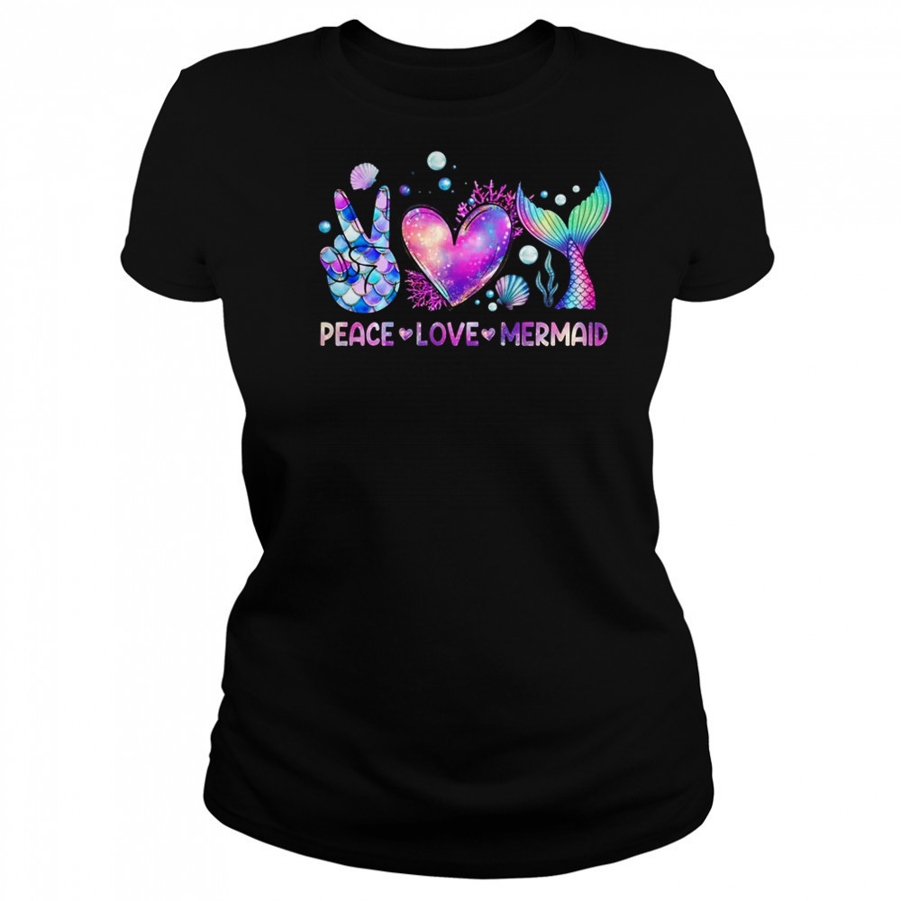 Peace Love Mermaid Summer Love Mermaid Beach Vacation Girls shirt Women's T-shirt