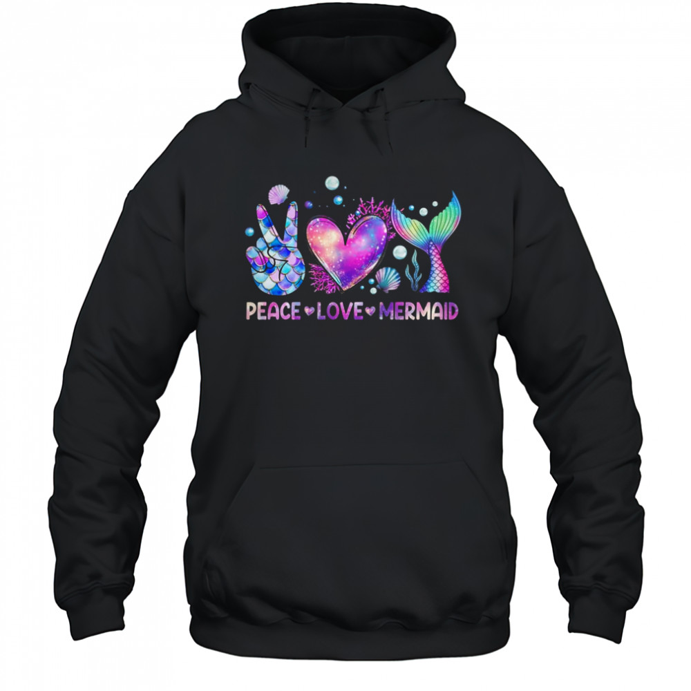 Peace Love Mermaid Summer Love Mermaid Beach Vacation Girls shirt Hoodie