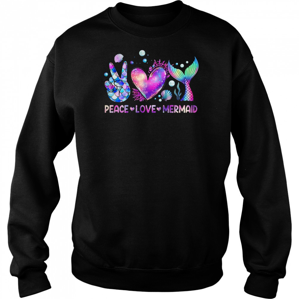 Peace Love Mermaid Summer Love Mermaid Beach Vacation Girls shirt Hoodie