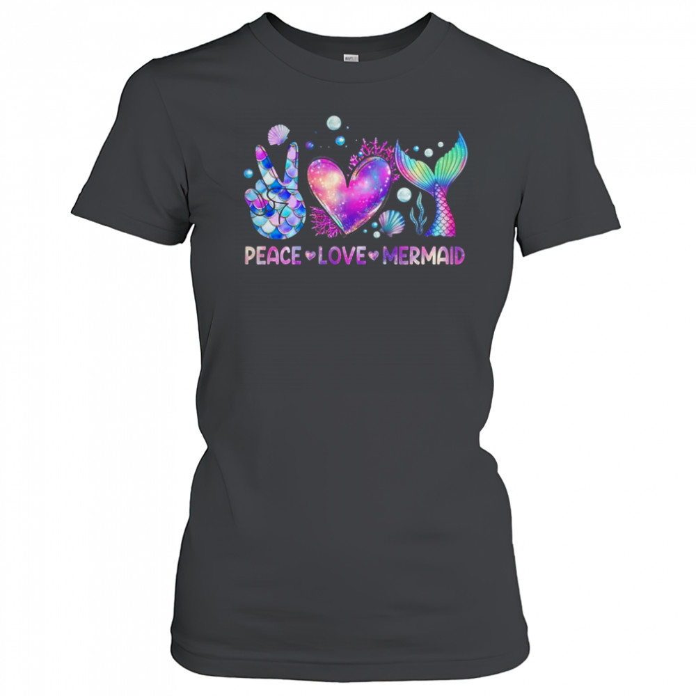 Peace Love Mermaid Summer Love Mermaid Beach Vacation Girls shirt Women's T-shirt