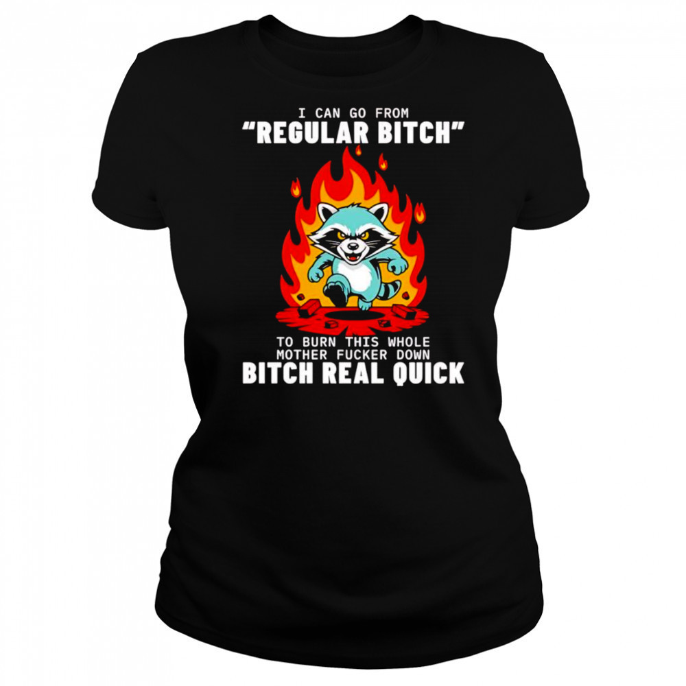 Raccoon I can go from regular bitch to burn this whole mother fucker down bitch real quick shirt Women's T-shirt