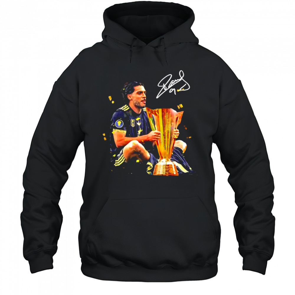 Raúl Jiménez holding Trophy Concacaf Gold Cup Mexico 2025 Champions signature shirt Hoodie