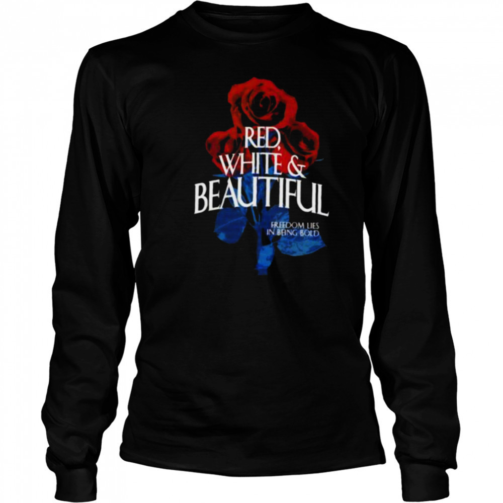 Red white and beautiful roses shirt Long Sleeved