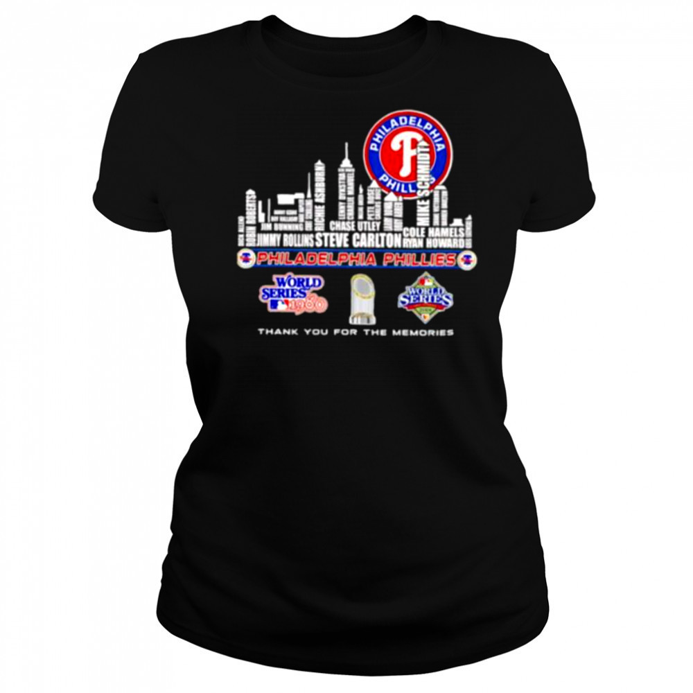 Skyline name Philadelphia Phillies World Series thank you for the memories shirt Women's T-shirt