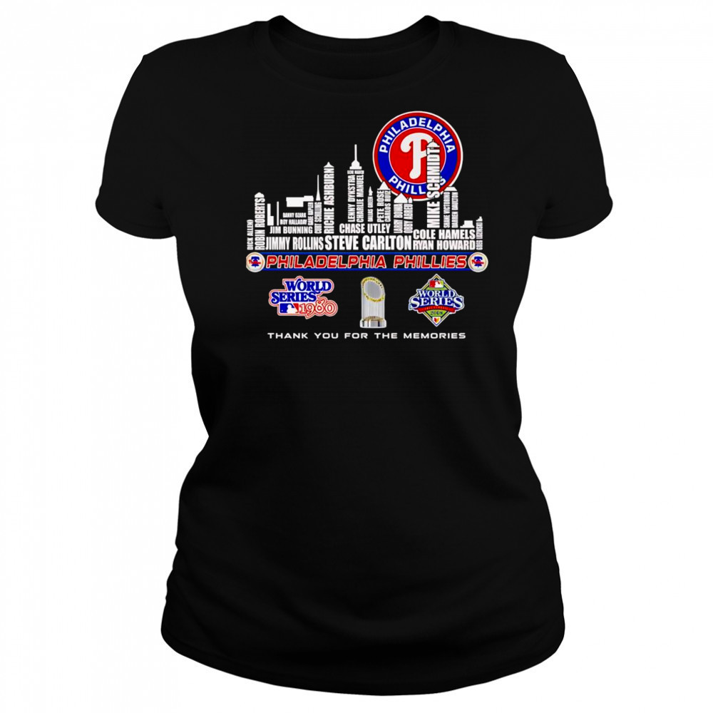 Skyline name Philadelphia Phillies World Series thank you for the memories shirt Women's T-shirt