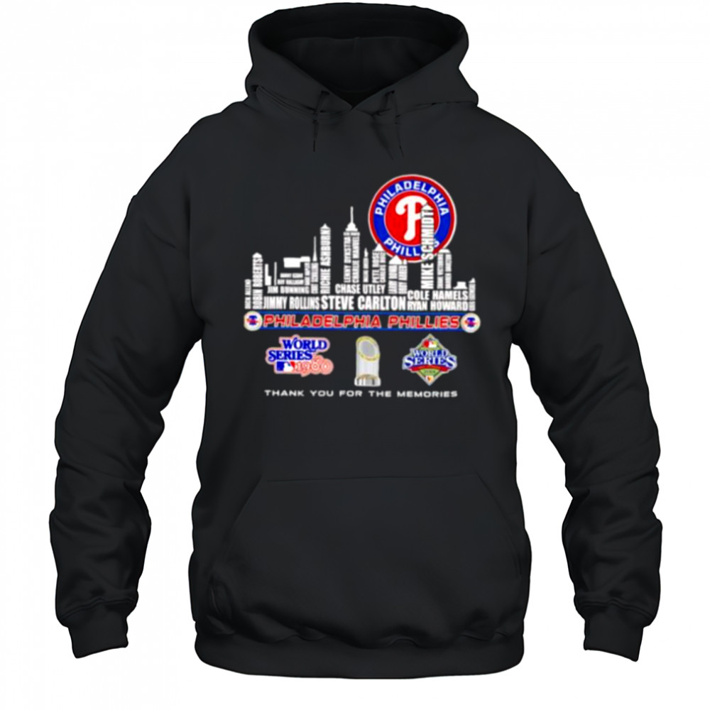 Skyline name Philadelphia Phillies World Series thank you for the memories shirt Hoodie