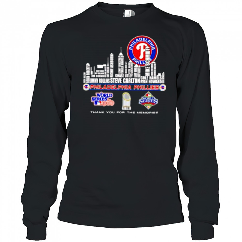 Skyline name Philadelphia Phillies World Series thank you for the memories shirt Long Sleeved