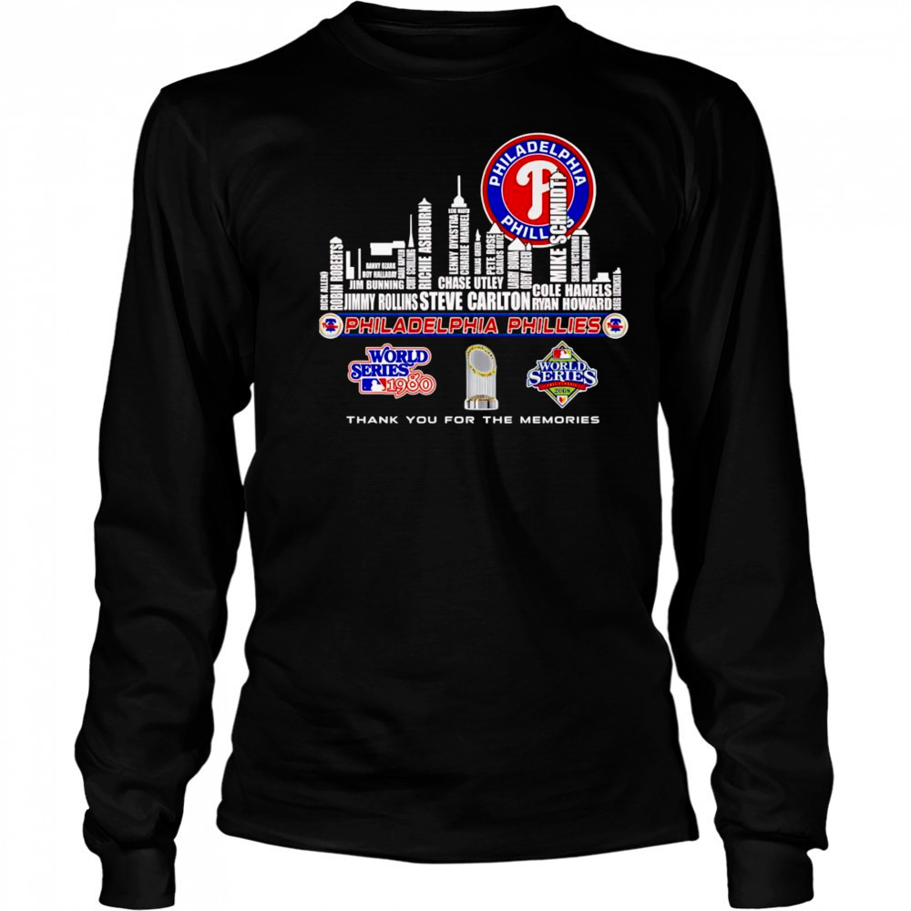 Skyline name Philadelphia Phillies World Series thank you for the memories shirt Long Sleeved