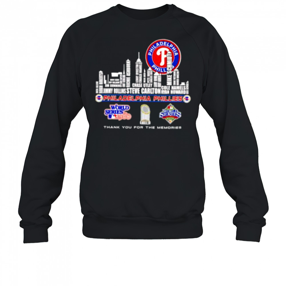 Skyline name Philadelphia Phillies World Series thank you for the memories shirt Sweatshirt