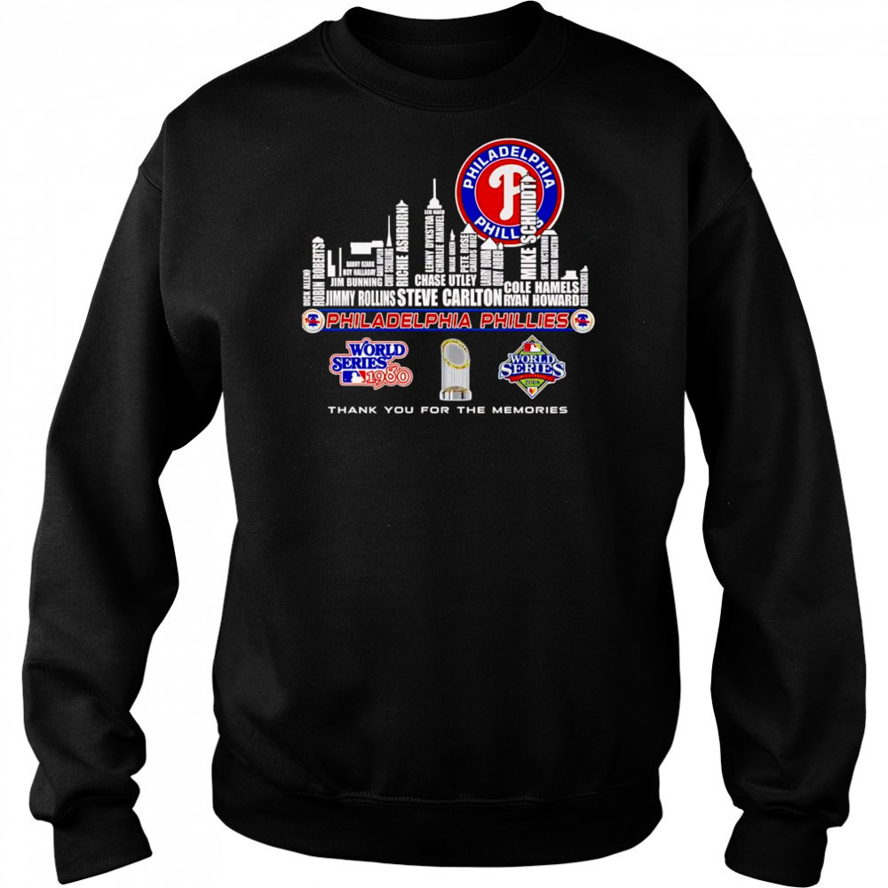 Skyline name Philadelphia Phillies World Series thank you for the memories shirt Hoodie
