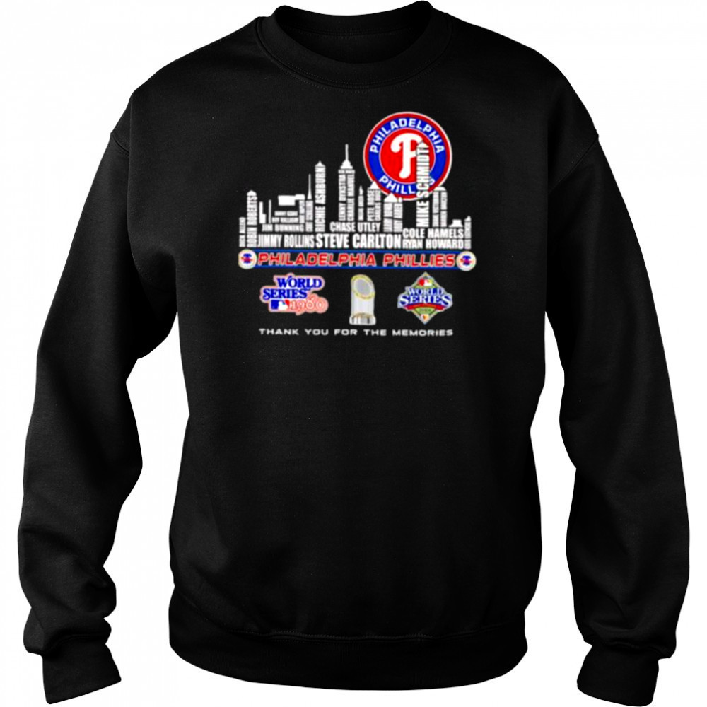 Skyline name Philadelphia Phillies World Series thank you for the memories shirt Hoodie
