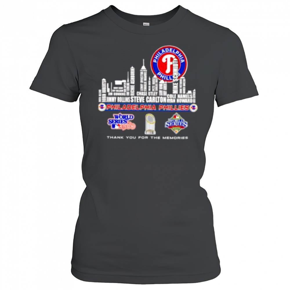Skyline name Philadelphia Phillies World Series thank you for the memories shirt Women's T-shirt