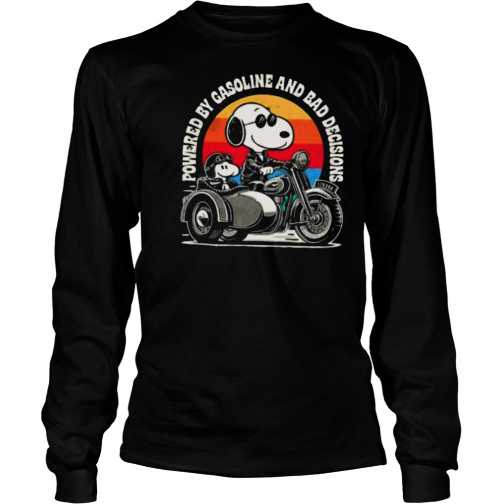 Snoopy powered by gasoline and bad decisions shirt Long Sleeved