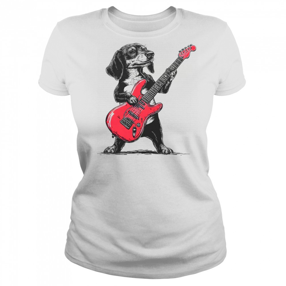 Vintage Dachshund Weenie Playing Guitar Rocking Dog Lover shirt Women's T-shirt