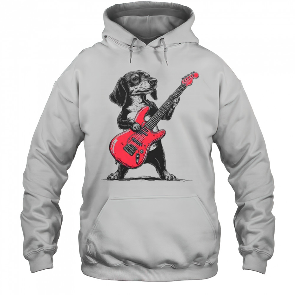 Vintage Dachshund Weenie Playing Guitar Rocking Dog Lover shirt Hoodie