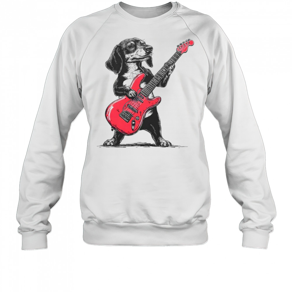 Vintage Dachshund Weenie Playing Guitar Rocking Dog Lover shirt Sweatshirt
